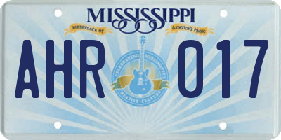 MS license plate AHR017