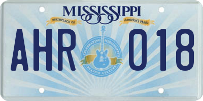 MS license plate AHR018