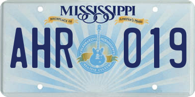 MS license plate AHR019