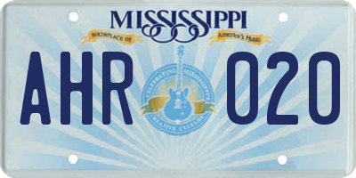 MS license plate AHR020