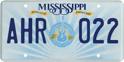 MS license plate AHR022