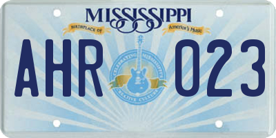 MS license plate AHR023