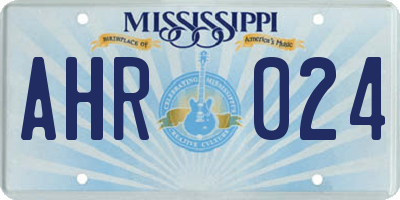 MS license plate AHR024