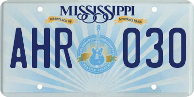 MS license plate AHR030