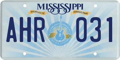 MS license plate AHR031