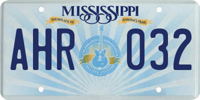 MS license plate AHR032