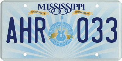 MS license plate AHR033