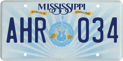 MS license plate AHR034