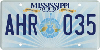 MS license plate AHR035
