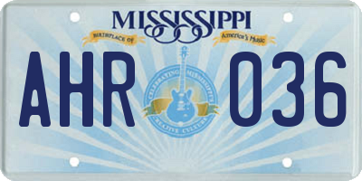 MS license plate AHR036