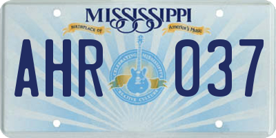 MS license plate AHR037