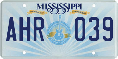 MS license plate AHR039