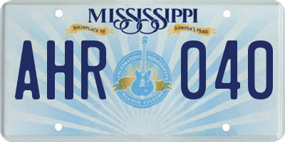 MS license plate AHR040