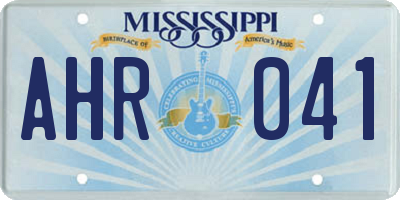 MS license plate AHR041