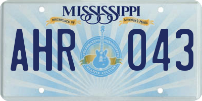 MS license plate AHR043