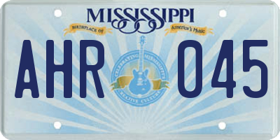MS license plate AHR045