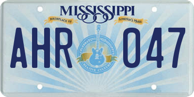MS license plate AHR047