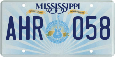 MS license plate AHR058