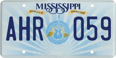 MS license plate AHR059