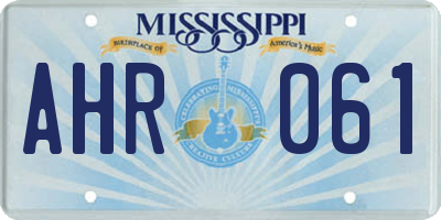 MS license plate AHR061