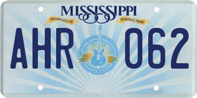 MS license plate AHR062