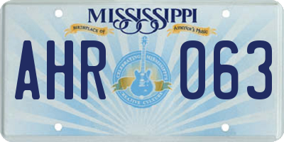 MS license plate AHR063
