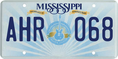 MS license plate AHR068