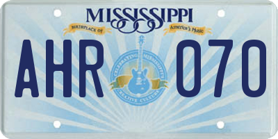 MS license plate AHR070