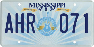 MS license plate AHR071