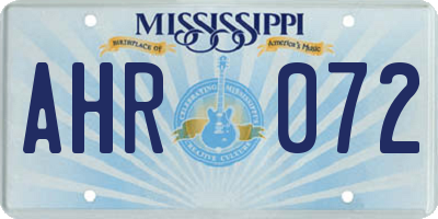 MS license plate AHR072