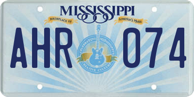 MS license plate AHR074