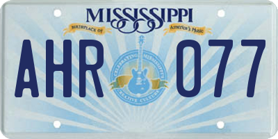 MS license plate AHR077