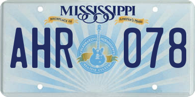 MS license plate AHR078