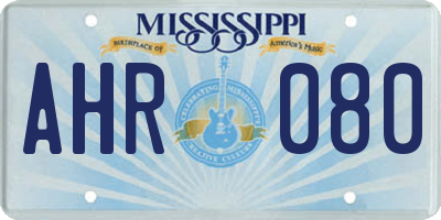 MS license plate AHR080