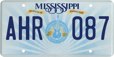 MS license plate AHR087