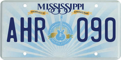 MS license plate AHR090