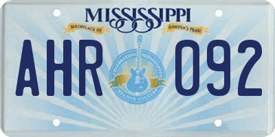 MS license plate AHR092