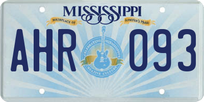 MS license plate AHR093