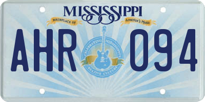 MS license plate AHR094
