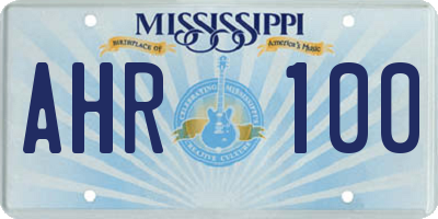 MS license plate AHR100