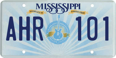 MS license plate AHR101