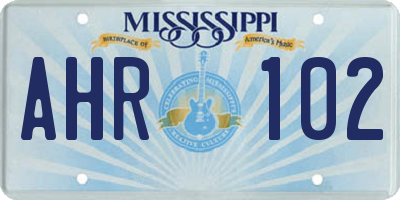 MS license plate AHR102
