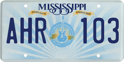 MS license plate AHR103