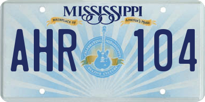 MS license plate AHR104