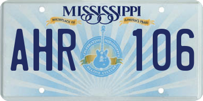 MS license plate AHR106