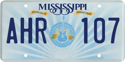 MS license plate AHR107