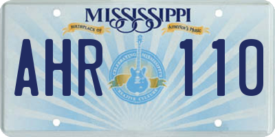 MS license plate AHR110