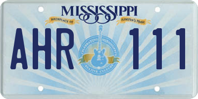 MS license plate AHR111