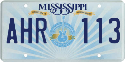 MS license plate AHR113