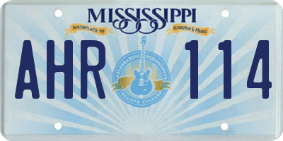 MS license plate AHR114